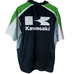 vintage kawasaki japanese moto racing logo button up shirt size X-Large XL